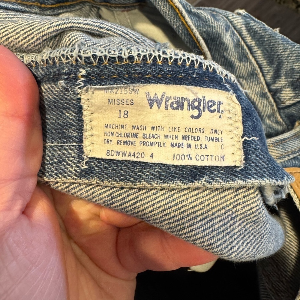 Vintage Wrangler High Rise Jeans Misses 18 Blue Denim USA Made 90s Straight Leg - Picture 7 of 7